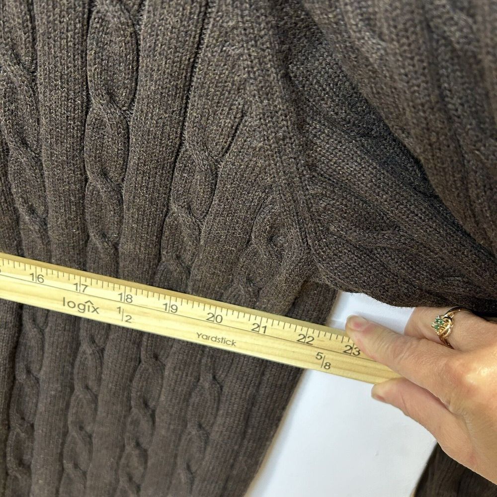 Cremieux Classic sweater Brown cable knit 1/4 zip 100%cotton heavy Grandpa XL - Picture 7 of 9